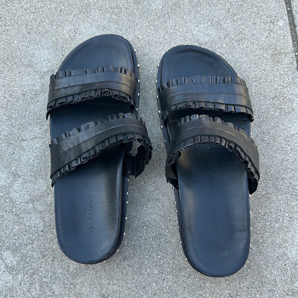 ALL SAINTS leather slides